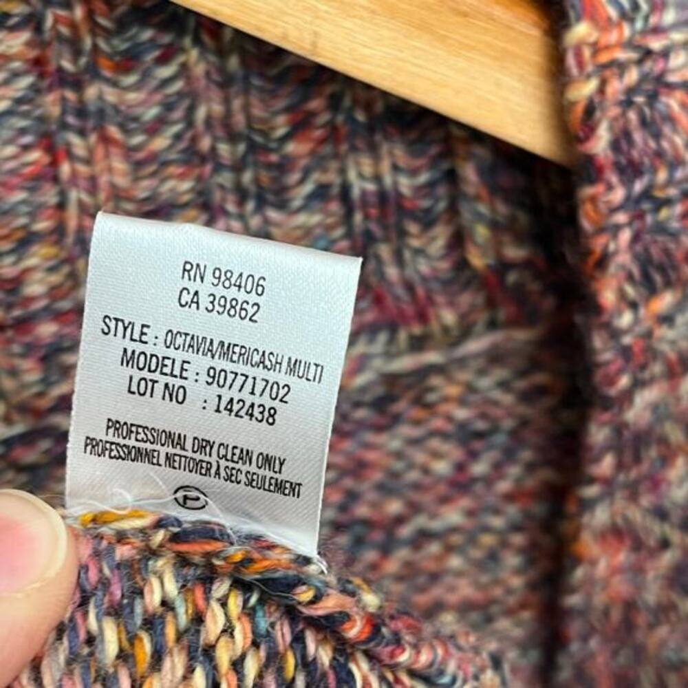 THEORY Womens Cardigan Duster Petite Multicolor Short Sleeve Wool Cashmere Soft - Picture 6 of 7